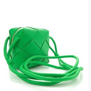 Bottega Veneta Lambskin Maxi Intrecciato Mini Cassette Camera Bag Parakeet